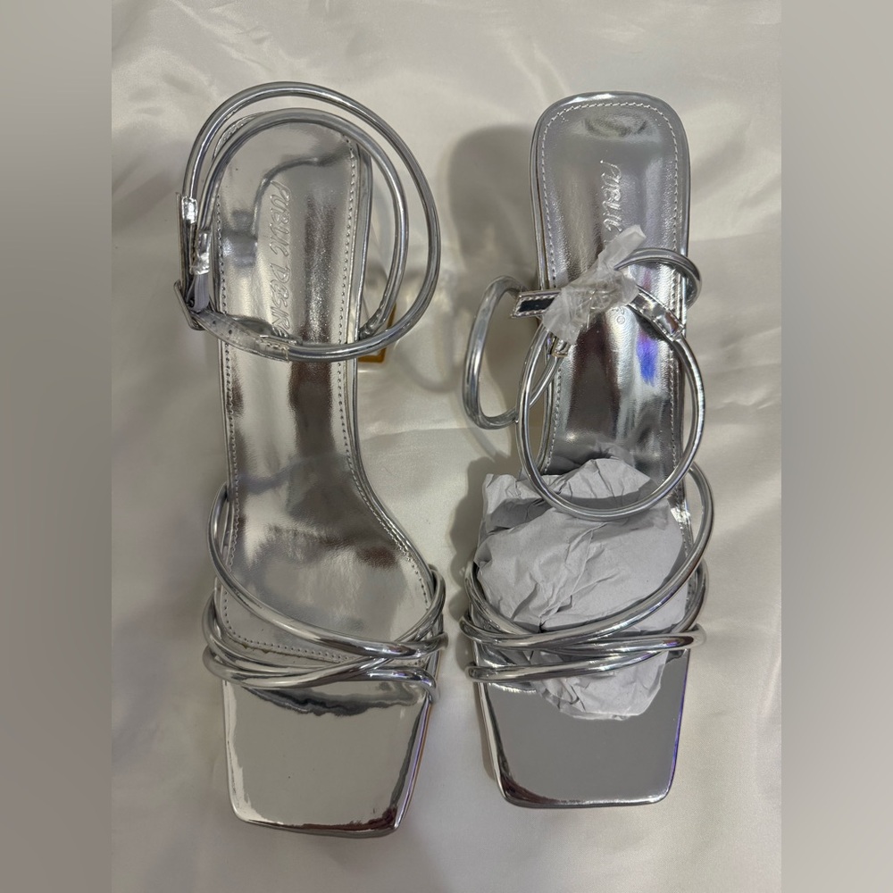 Public Desire Metallic Silver Heels